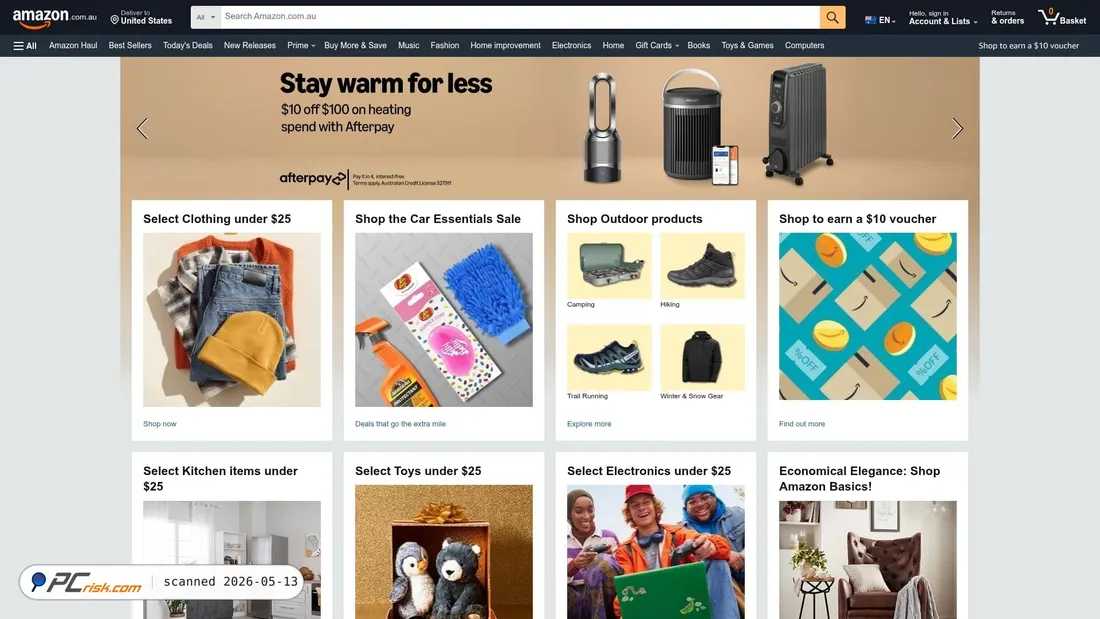 Screenshot of amazon.com.au