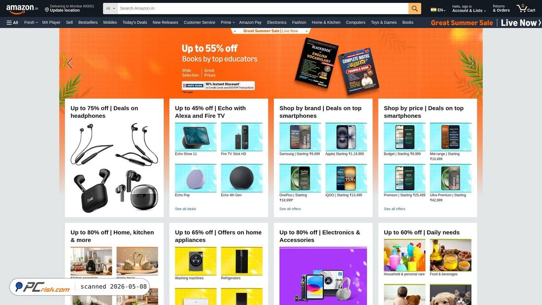 Screenshot of amazon.in