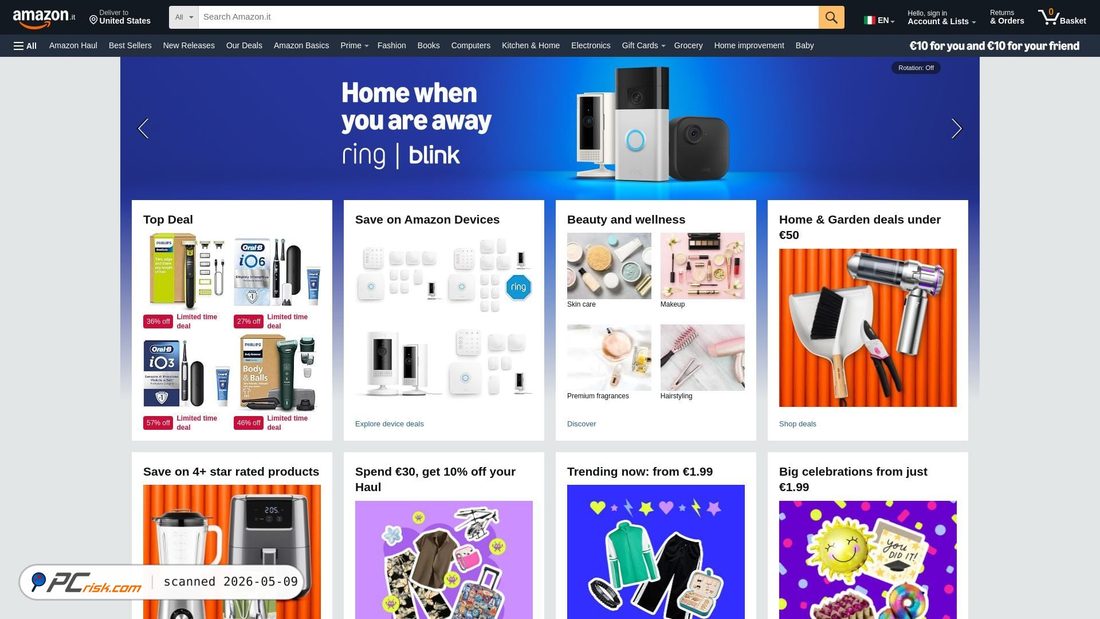 Screenshot of amazon.it