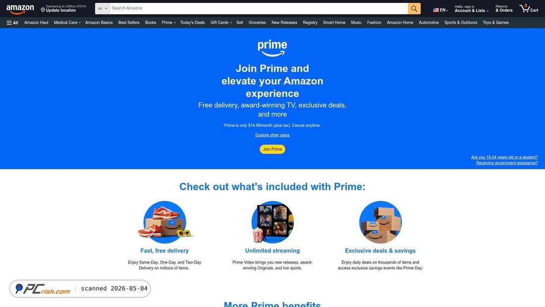 Screenshot van amazonprime.com
