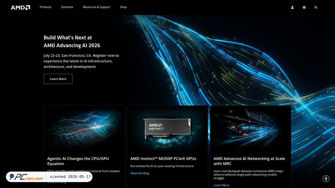 Screenshot van amd.com