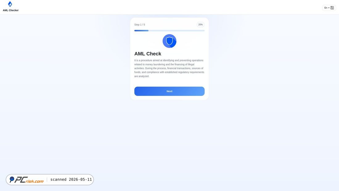 Screenshot von aml.verifylinkcenter.com