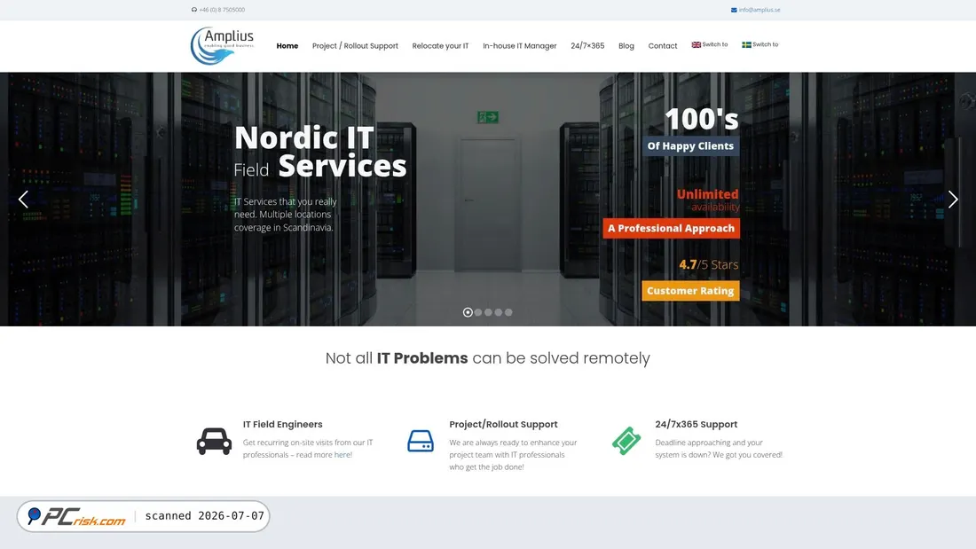 Screenshot of amplius.se
