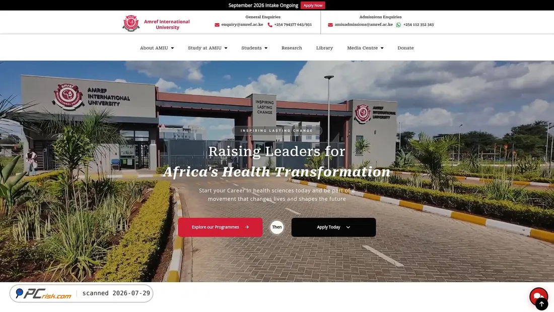 Screenshot of amref.ac.ke