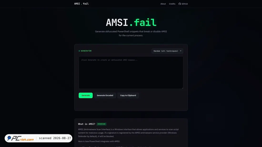 Screenshot of amsi.fail