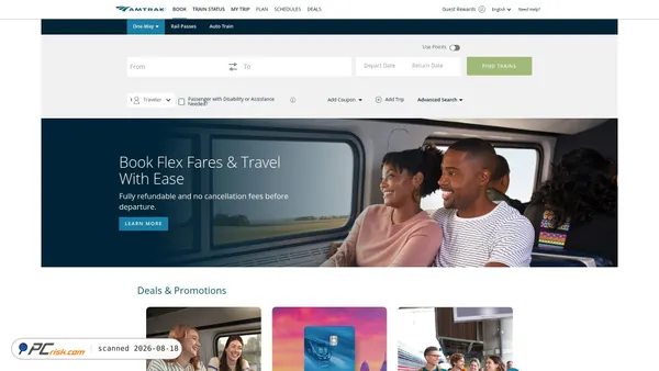 amtrak.com screenshot