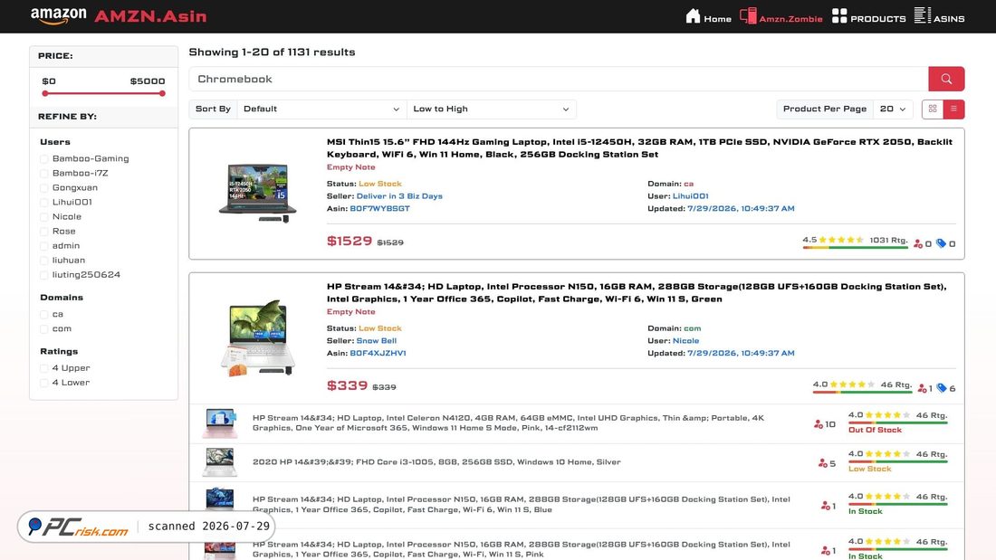 Screenshot of amzn.asin.monitor.show