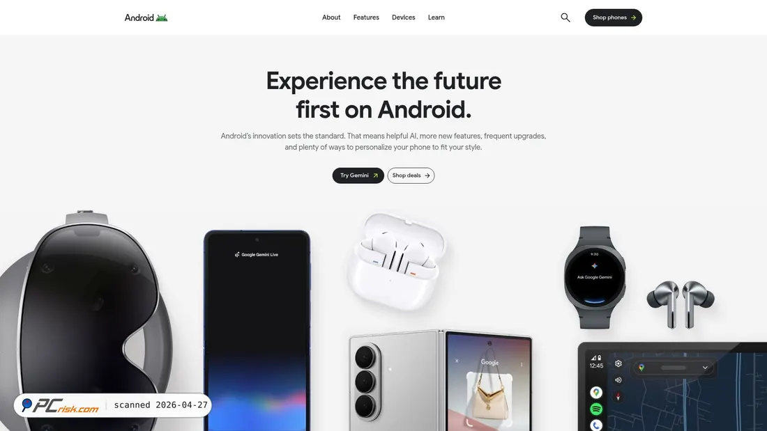 Screenshot von android.com