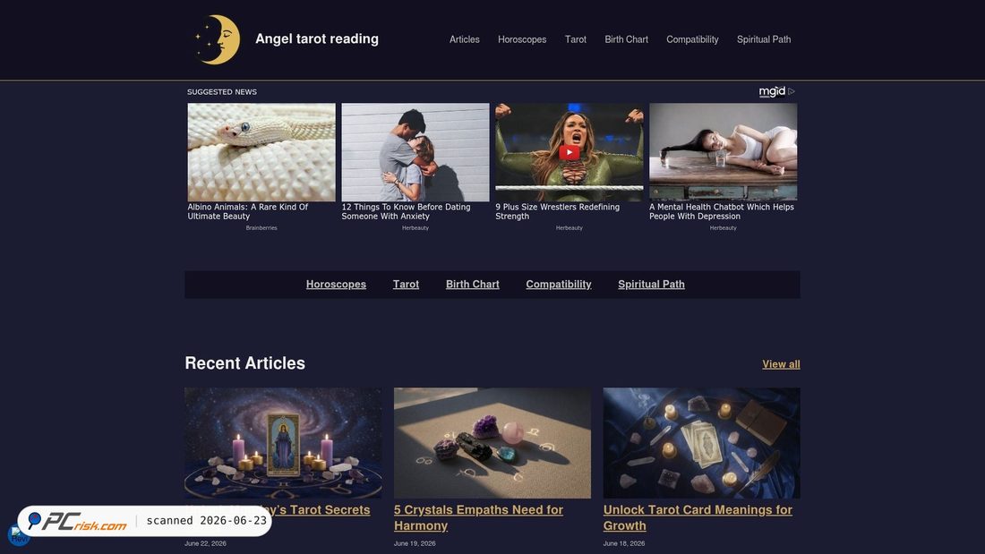 Screenshot of angeltarotreading.com