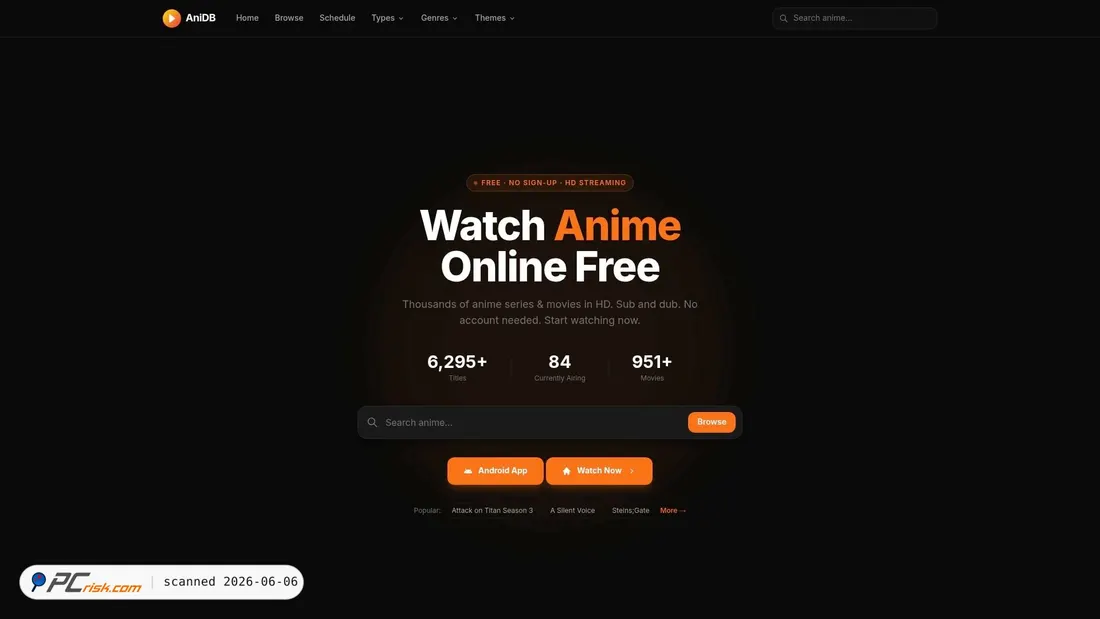 Screenshot of anidb.app