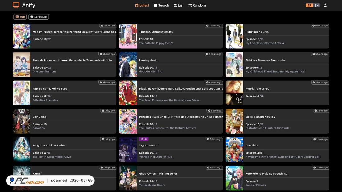 Screenshot of anify.to