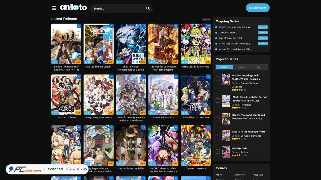 Captura de ecrã de anikoto.com.co