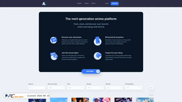 anilist.co screenshot