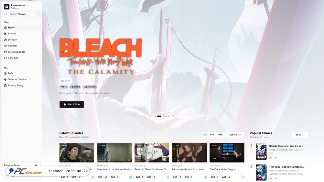 Screenshot of anime.nexus