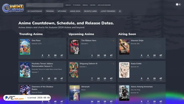 animecountdown.com screenshot