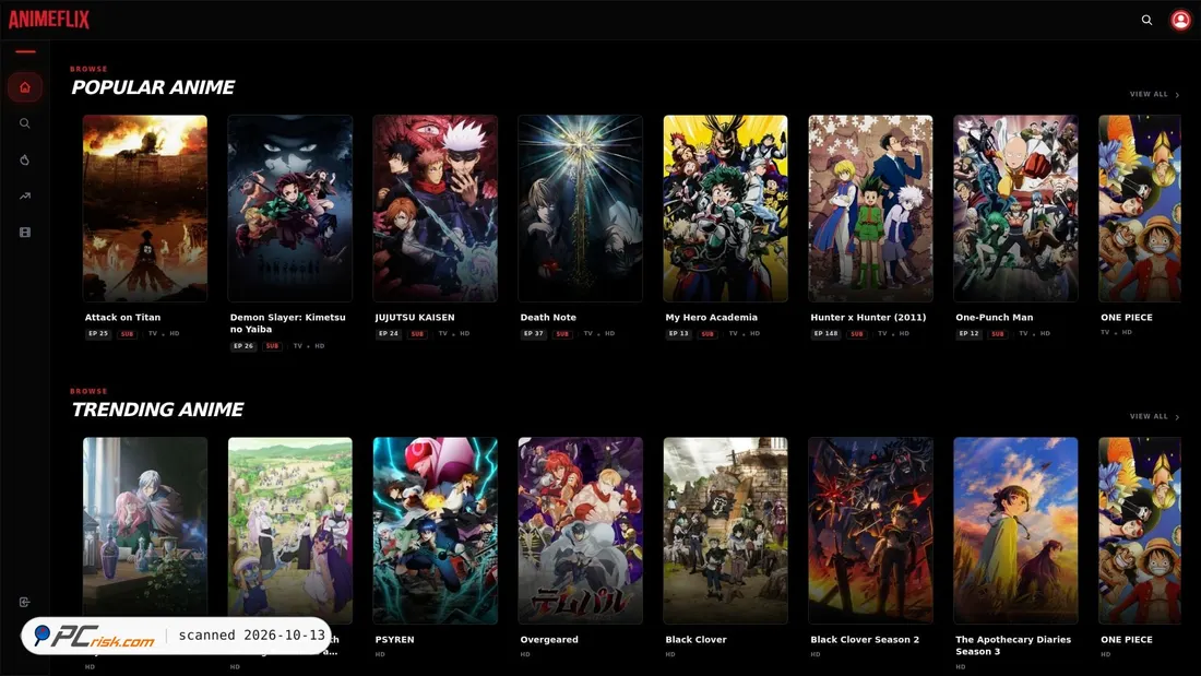 Captura de ecrã de animeflix.co