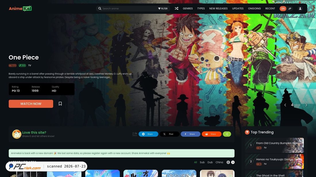Screenshot of animekai.be