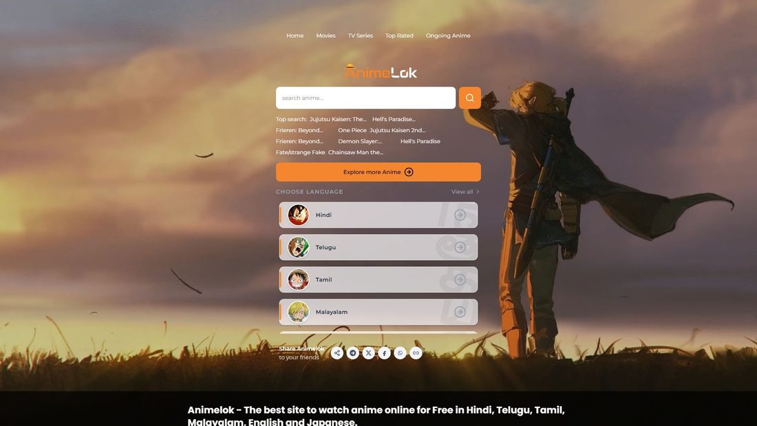 Screenshot von animelok.online
