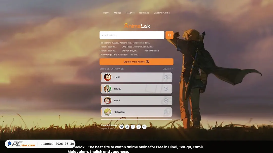 Screenshot of animelok.xyz