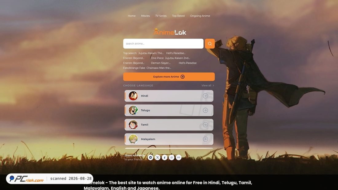 Screenshot von animelok.xyz