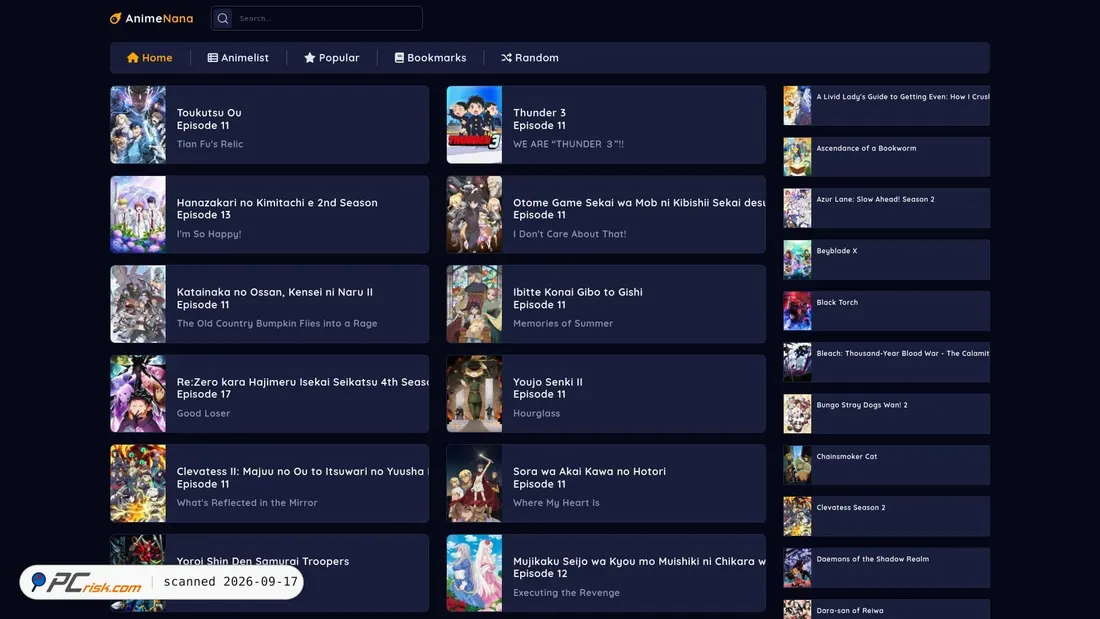 Ist animenana.com sicher? Sicherheits-Scan-Bericht | PCrisk