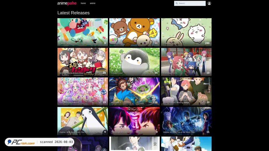 Captura de ecrã de animepahe.ca
