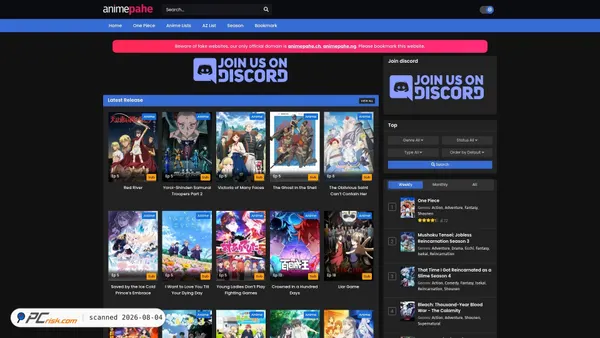 animepahe.ch screenshot
