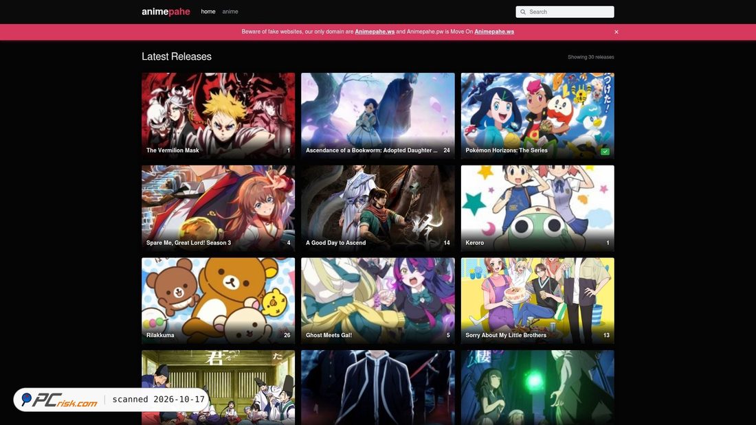 Captura de ecrã de animepahe.ws