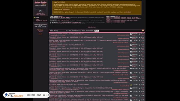 Screenshot di animetosho.net