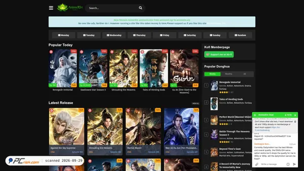 Screenshot di animexin.dev