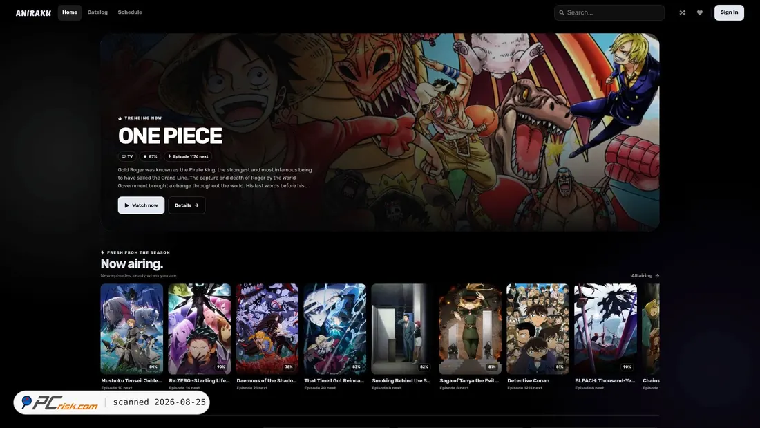 Screenshot of aniraku.tech
