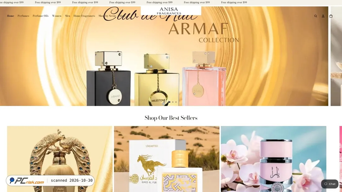 Captura de pantalla de anisafragrances.com