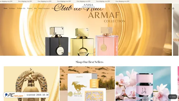 Screenshot di anisafragrances.com
