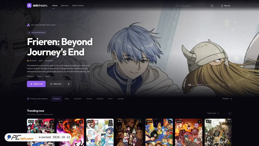 Screenshot von anistream.me