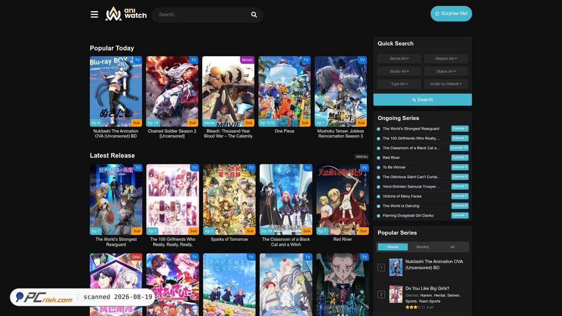 Screenshot von aniwatch.cl