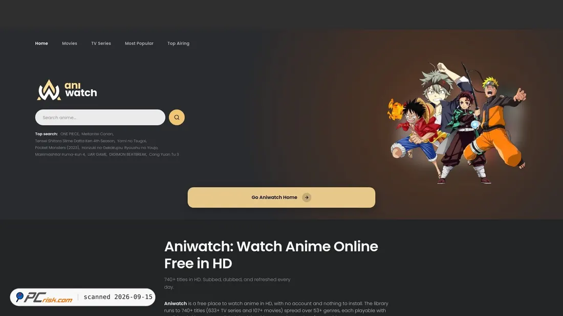 Capture d’écran de aniwatch.cx