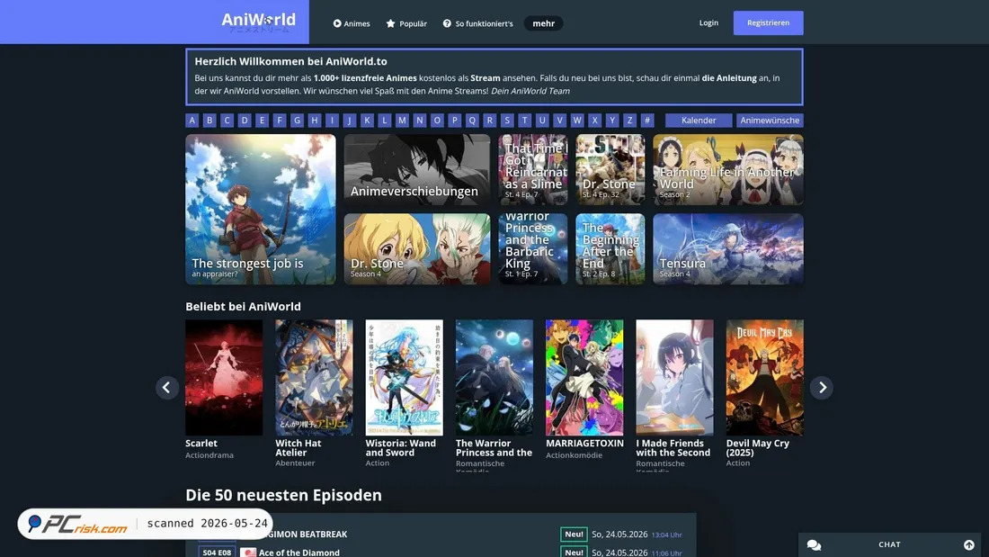 Screenshot of aniworld.to