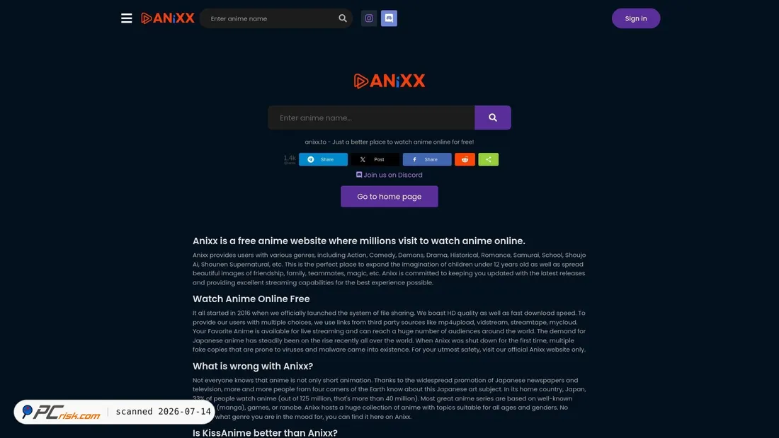 Screenshot of anixx.to