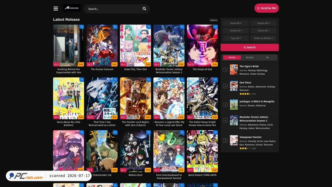 Screenshot of anizone.se