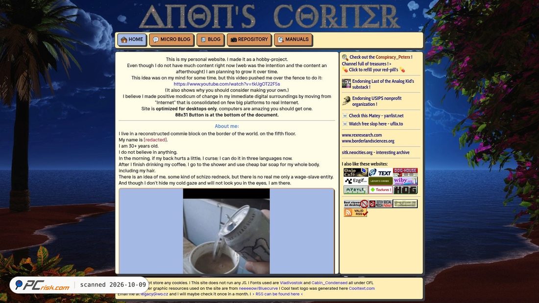 Captura de ecrã de anonscorner.online