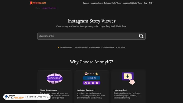 anonyig.com screenshot