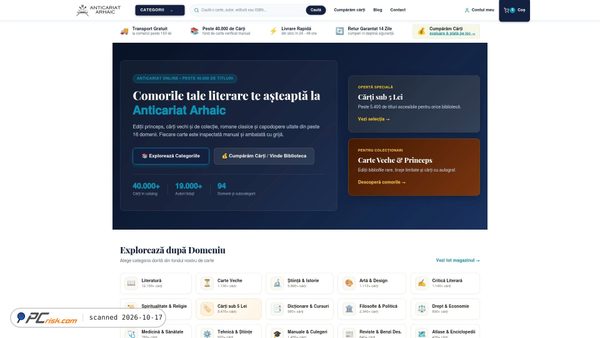 Captura de ecrã de anticariatarhaic.ro