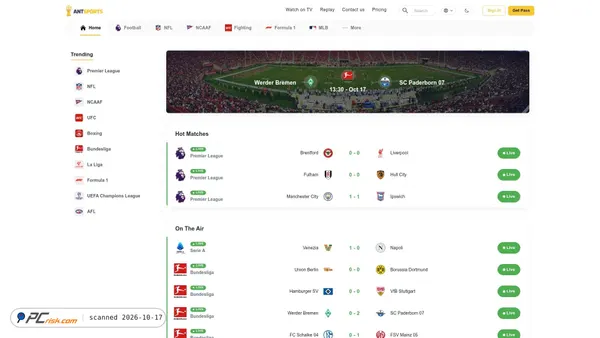 Captura de ecrã de antsports.tv