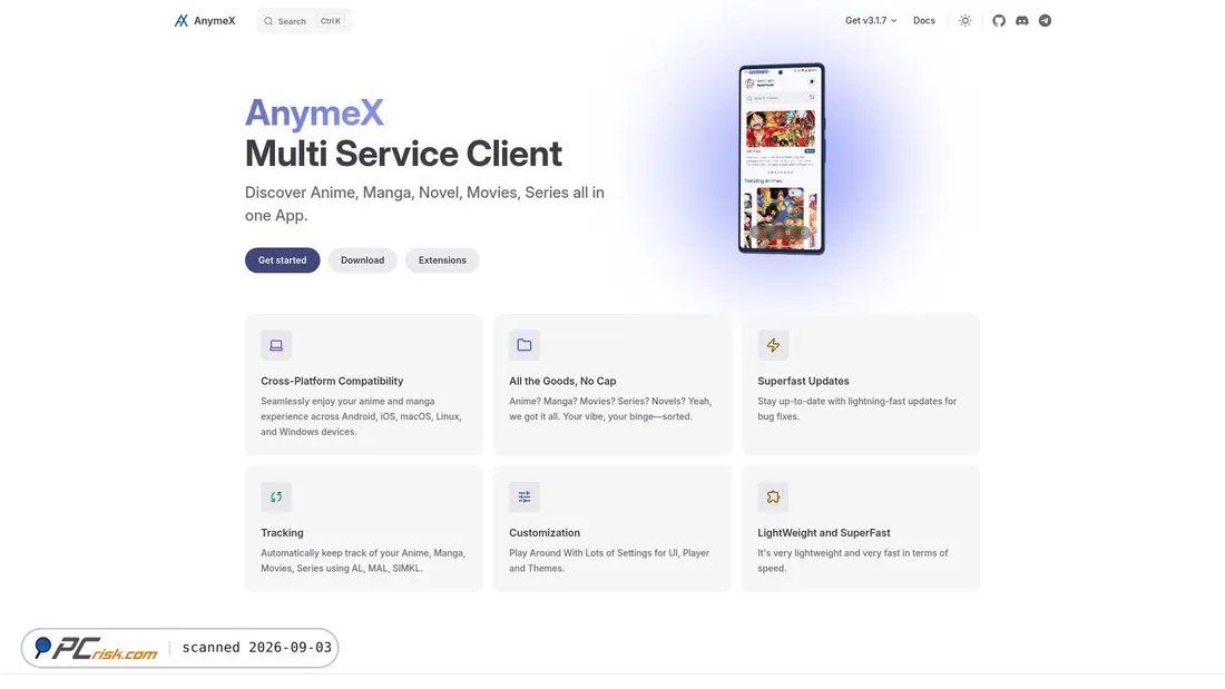 Captura de ecrã de anymex.vercel.app