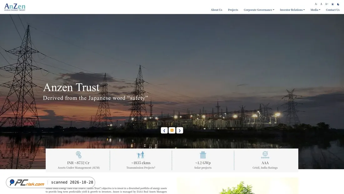 Zrzut ekranu anzenenergy.in