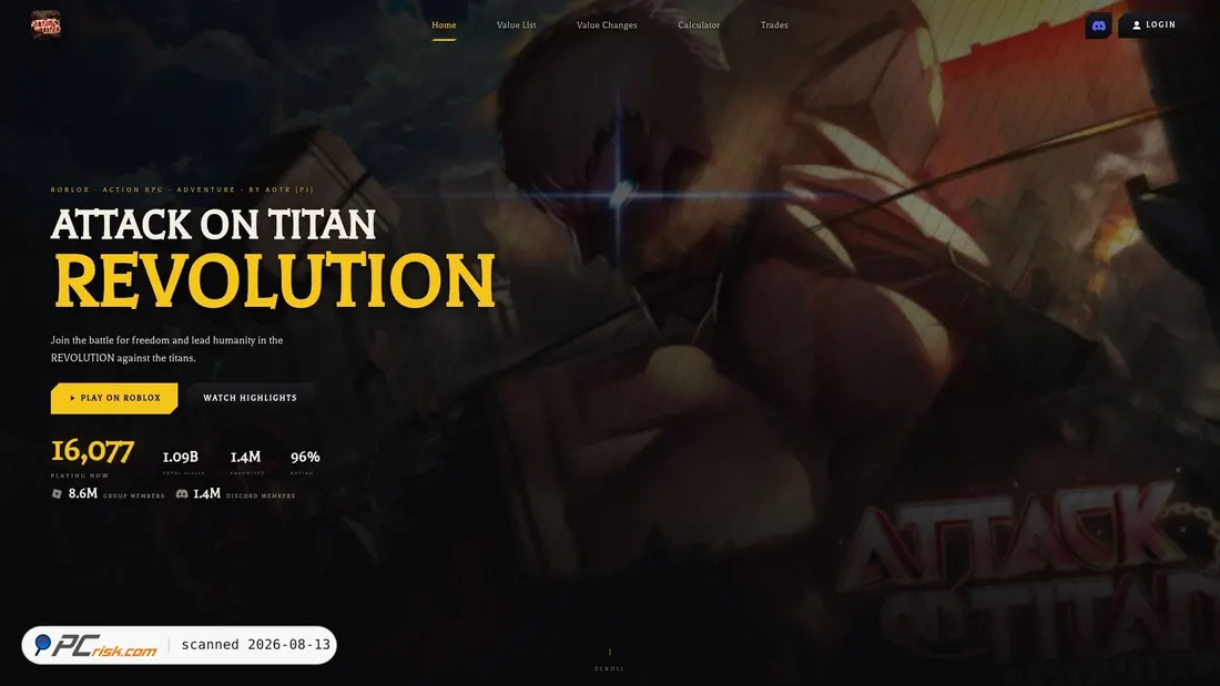 Screenshot of aotrevolution.com
