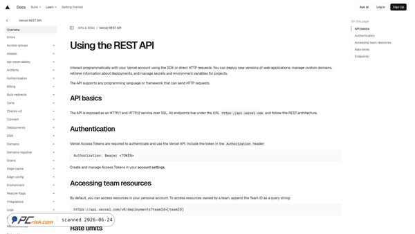 api.vercel.com screenshot