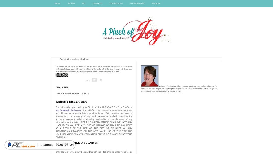 Screenshot of apinchofjoy.com