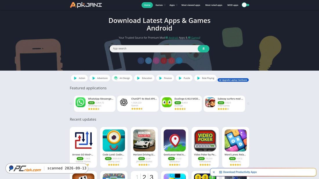 Screenshot of apkjani.com