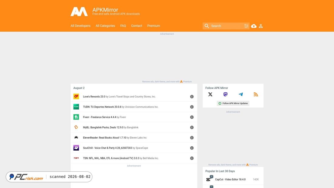 Is apkmirror.com Safe? Security Scan Report | PCrisk